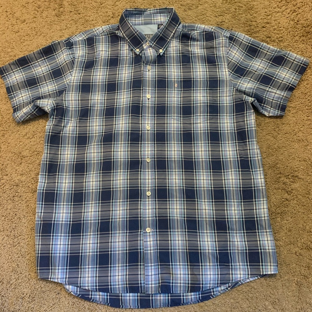 Izod Button Down Plaid Shirt XL